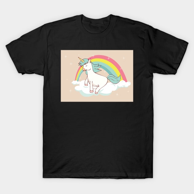 Cute Rainbow Unicorn Mythical Animal Social Distancing Pastel FaceMask T-Shirt by gillys